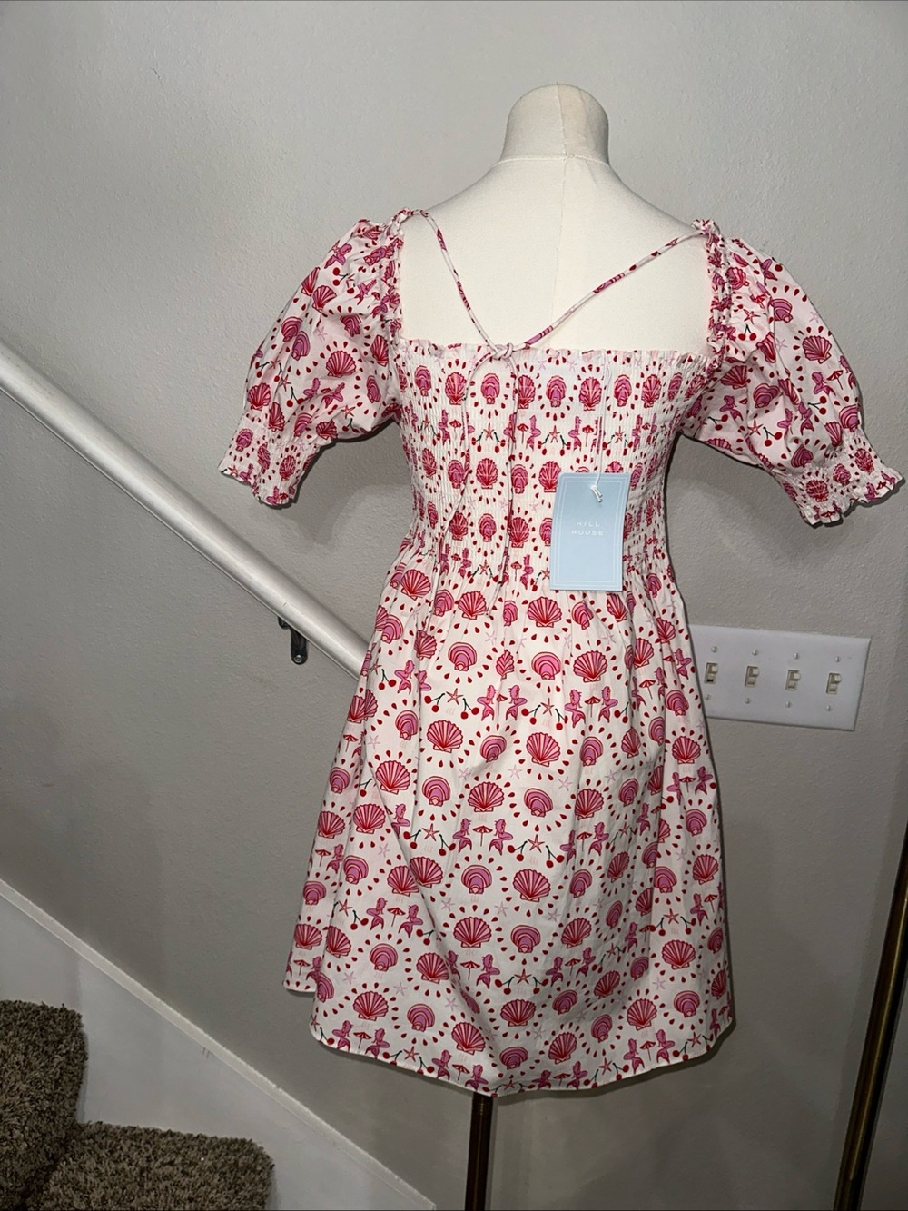 Hill House Home Akilah Nap Dress XS NWT Pink Mermaid Seashell Cotton Smocked